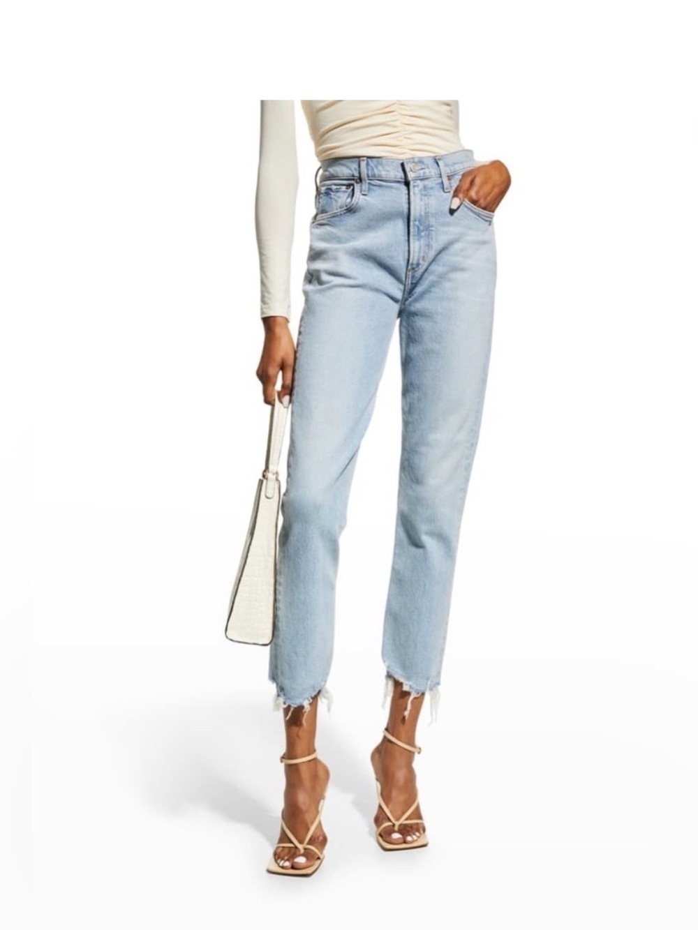 AGOLDE Merrel Straight Leg Jeans Raw Hem Light Wash
